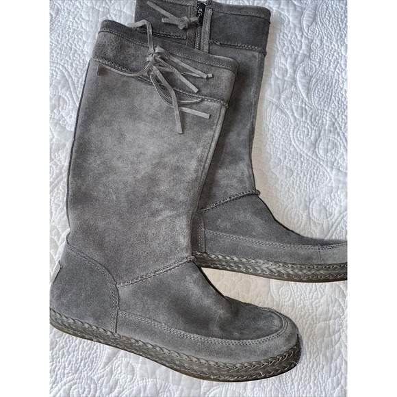 UGG Women’s Emerie Gray Suede Knee High Winter Dress Boots Size 7 - Picture 3 of 12